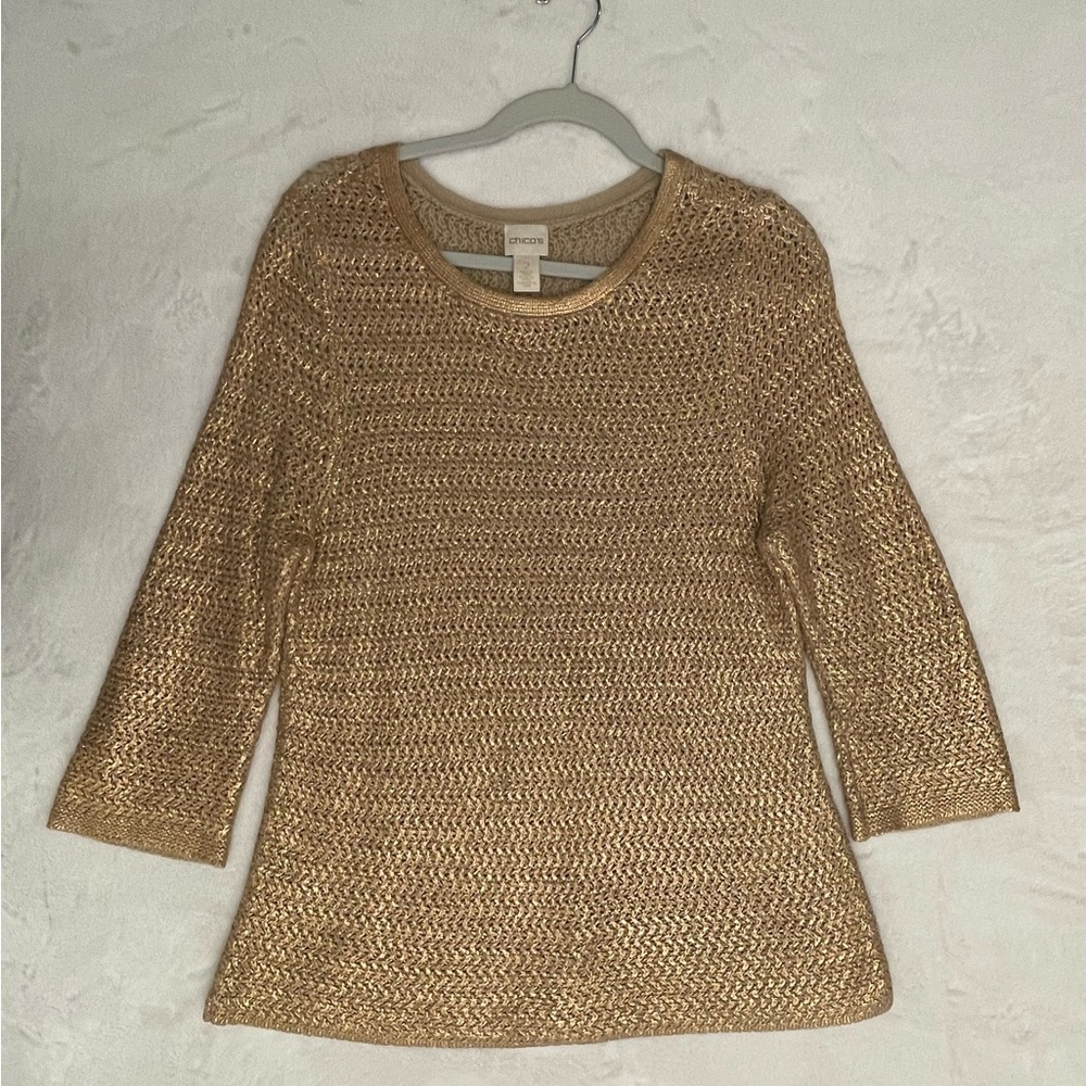 Chico's Metallic Gold Sweater
